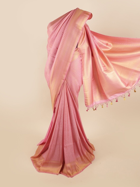 

Pothys Women Pink Banarasi Pure Silk Saree with Blouse