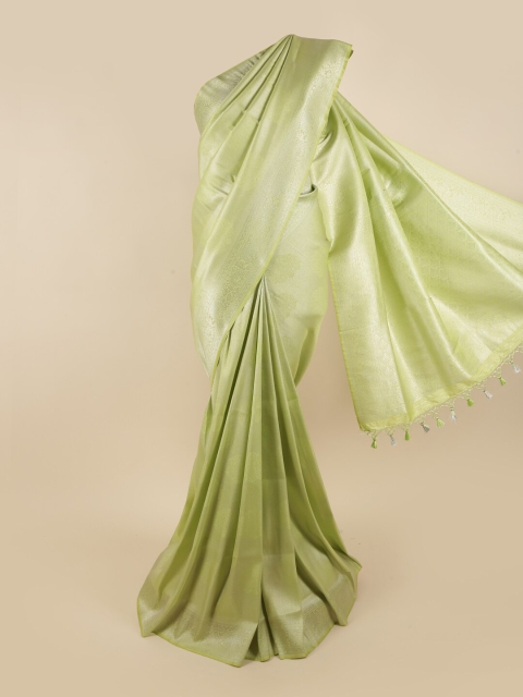 

Pothys Green & Silver-Toned Woven Design Pure Silk Banarasi Saree
