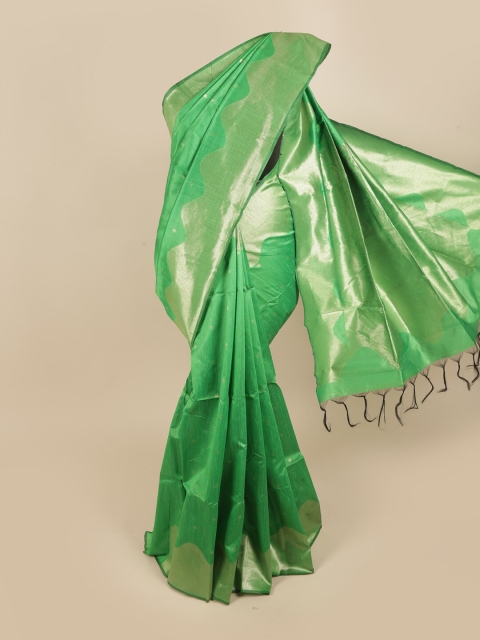 

Pothys Women Green Jute Silk Saree with Blouse