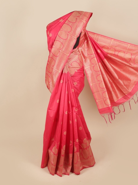 

Pothys Pink & Gold-Toned Jute Silk Woven Designed Saree