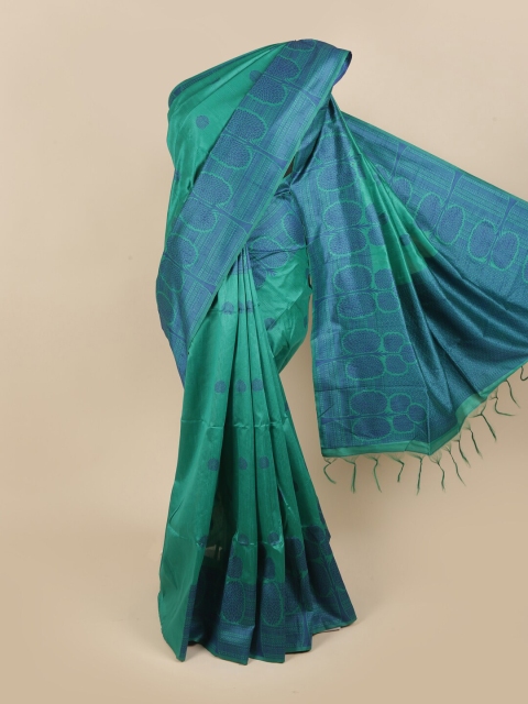 

Pothys Green & Blue Woven Design Jute Silk Saree