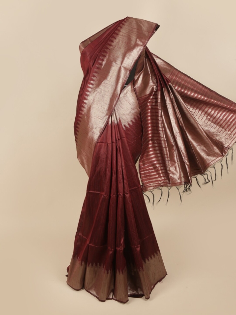 

Pothys Maroon & Gold-Coloured Zari Jute Silk Saree