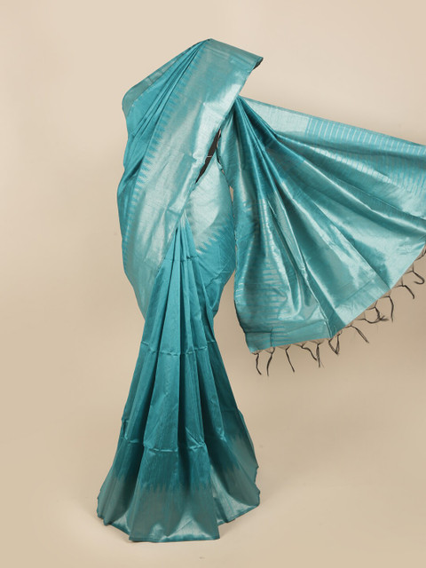 

Pothys Women Blue Jute Silk Saree with Blouse