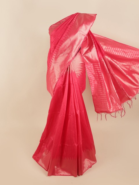 

Pothys Pink & Gold-Toned Woven Design Zari Jute Silk Saree