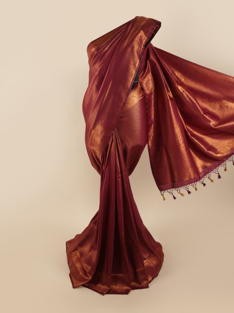 

Pothys Maroon & Gold-Coloured Ethnic Motifs Zari Pure Silk Banarasi Saree