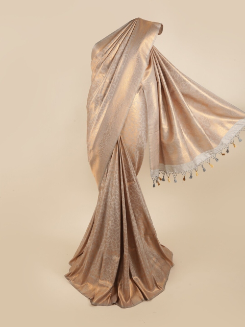 

Pothys Taupe & Gold-Toned Woven Design Pure Silk Banarasi Saree