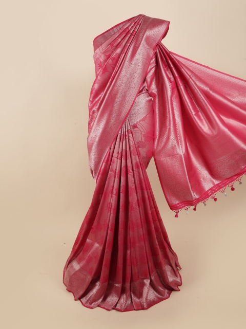 

Pothys Pink & Silver-Toned Woven Design Pure Silk Banarasi Saree
