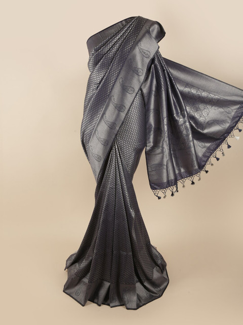 

Pothys Women Grey Banarasi Pure Silk Saree with Blouse