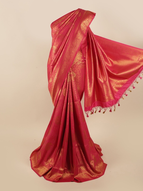 

Pothys Red & Gold-Toned Woven Design Pure Silk Banarasi Saree