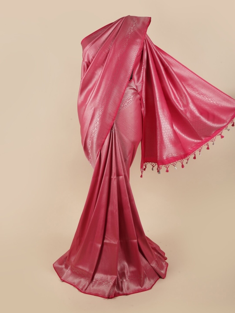 

Pothys Pink & Gold-Toned Woven Design Zari Pure Silk Banarasi Saree