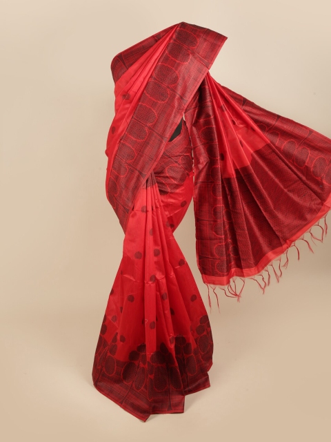 

Pothys Red & Black Woven Design Jute Silk Saree