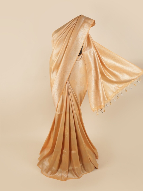 

Pothys Cream-Coloured & Gold-Toned Woven Design Zari Pure Silk Banarasi Saree