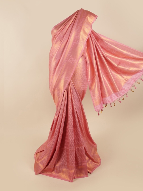 

Pothys Pink & Gold-Toned Woven Design Pure Silk Banarasi Saree