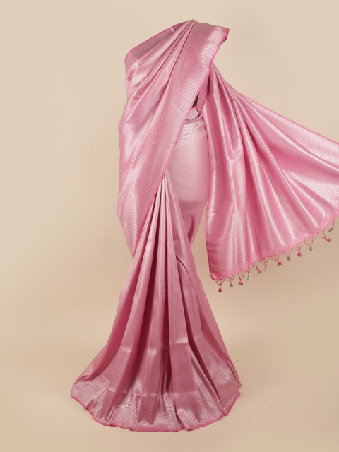 

Pothys Pink & Silver-Coloured Woven Design Zari Pure Silk Banarasi Saree