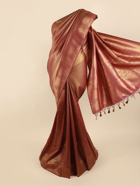 

Pothys Red & Gold-Toned Woven Design Pure Silk Banarasi Saree