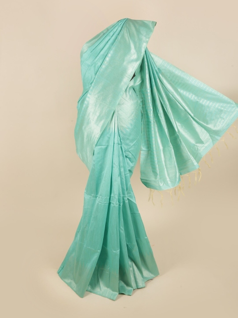 

Pothys Sea Green & Silver-Toned Zari Jute Silk Saree