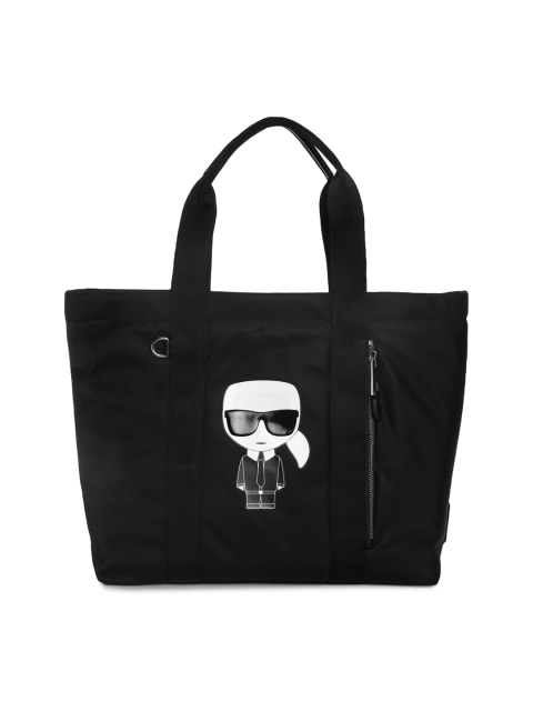 

Karl Lagerfeld Black Printed PU Oversized Structured Tote Bag