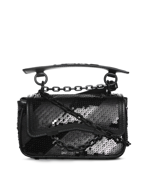 

Karl Lagerfeld Black Embellished Structured Sling Bag