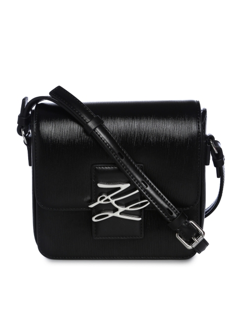 

Karl Lagerfeld Women Black & White Self Design Sling Bag