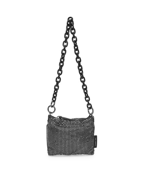 

Karl Lagerfeld Black Embellished Structured Sling Bag