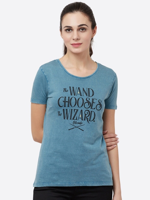 

Free Authority Women Blue Pure Cotton Harry Potter Printed T-shirt