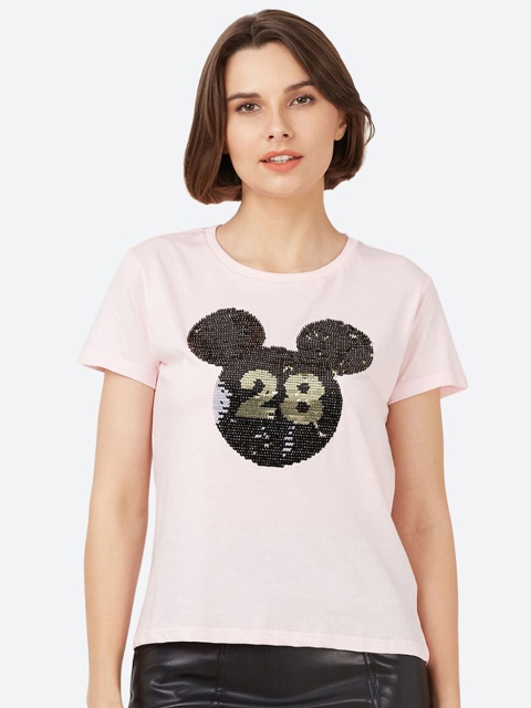 

Free Authority Mickey & Friends Women Pink Printed T-shirt