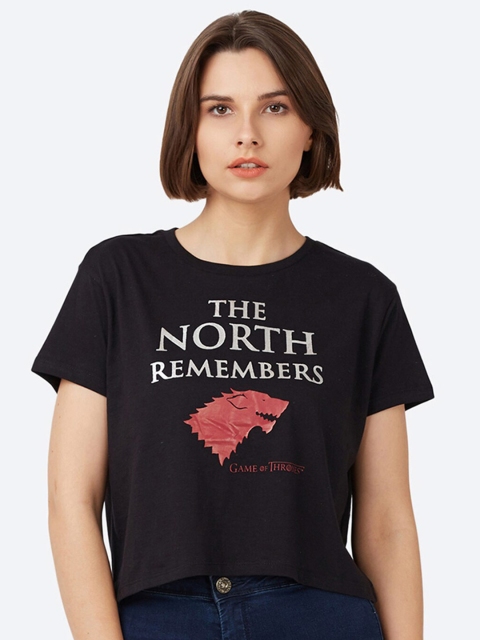 

Free Authority Women Black Game Of Thrones Printed Cotton T-shirt
