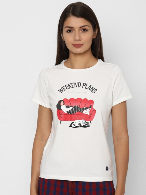 

Allen Solly Woman White Printed T-shirt