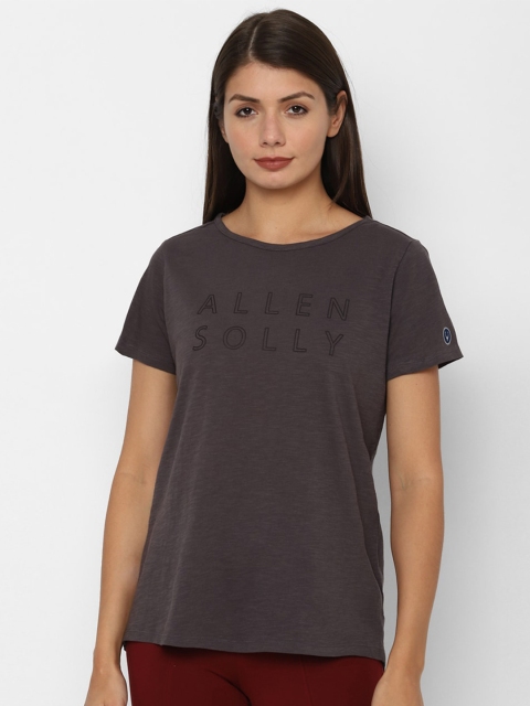 

Allen Solly Woman Women Grey Typography Printed T-shirt