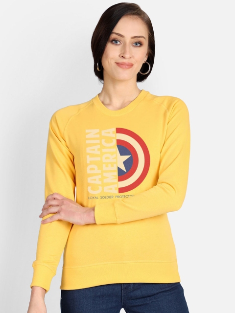 

Free Authority Women Yellow Captain America Printed Cotton Sweatshirt