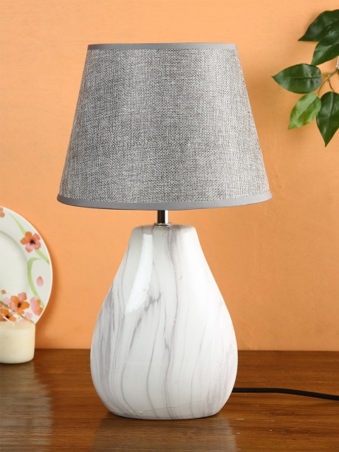 

House Of Accessories Grey & Off-White Ceramic Table Lamp with Shade