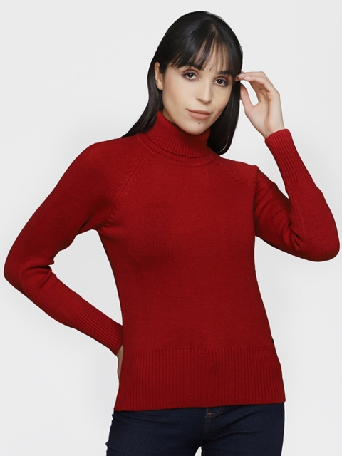 

Madame Women Red Solid Sweater Vest