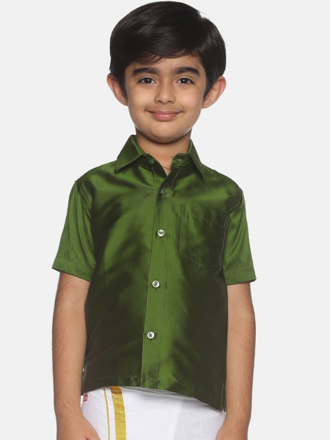 

Sethukrishna Boys Olive Green Classic Opaque Casual Shirt