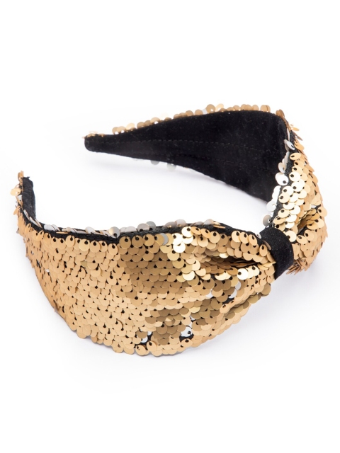 

DEEBACO Women Pack of 2 Black & Gold-Toned Embellished Hairbands