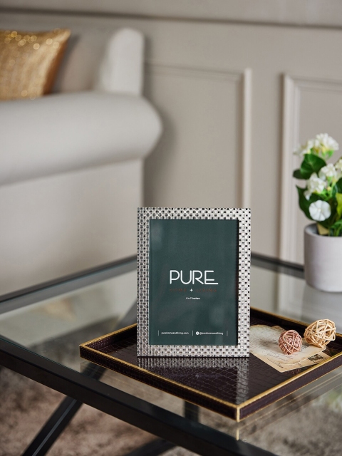 

Pure Home and Living Silver-Toned Textured Large Zurri Metal Photo Frame