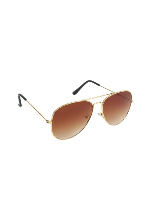 

Swiss Design Unisex Brown Lens & Gold-Toned Aviator Sunglasses with UV Protected Lens