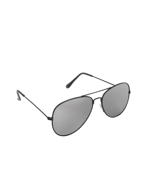 

Swiss Design Unisex Grey UV Protected Lens & Black Aviator Sunglasses SDSG21, Silver