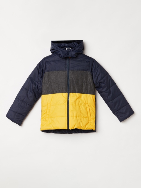 

Fame Forever by Lifestyle Boys Navy Blue Yellow Colourblocked Padded Jacket
