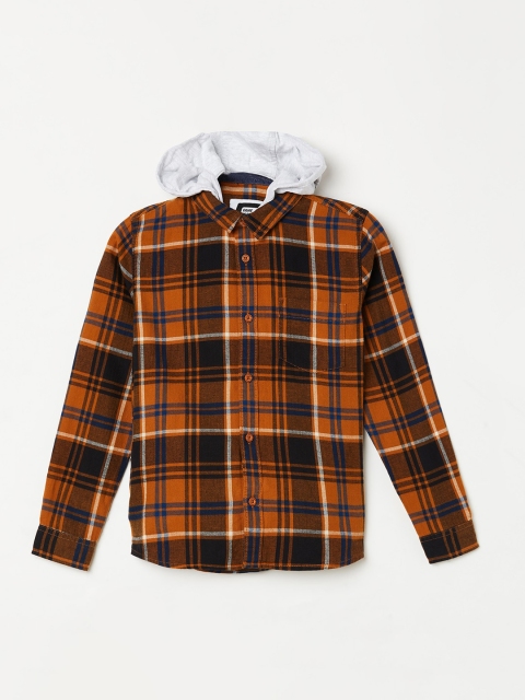 

Fame Forever by Lifestyle Boys Mustard Tartan Checks Opaque Checked Casual Shirt