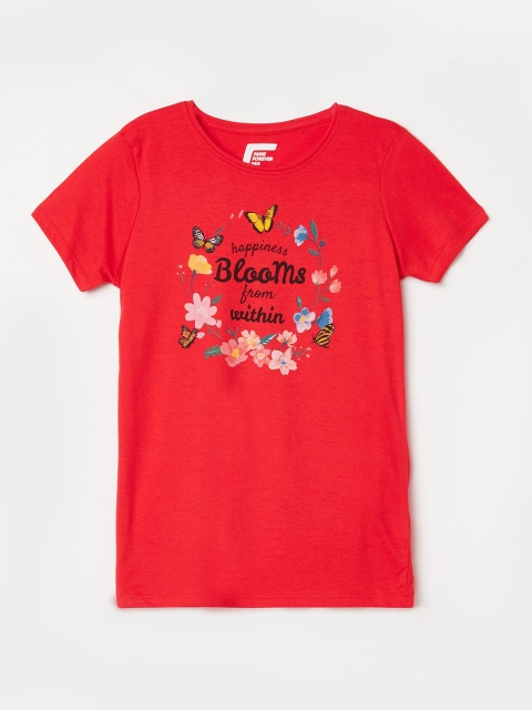 

Fame Forever by Lifestyle Girls Red & Black Typography Printed Cotton Top