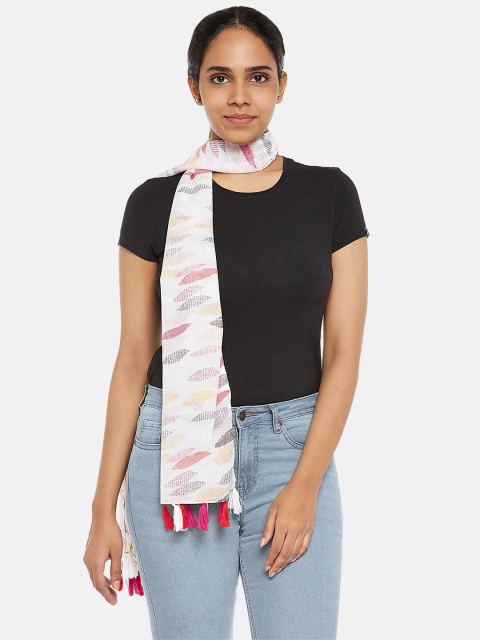 

Honey by Pantaloons Women White & Pink Printed Scarf