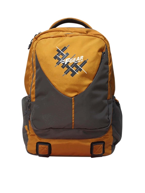 

F Gear Unisex Yellow & Grey Typography Backpack