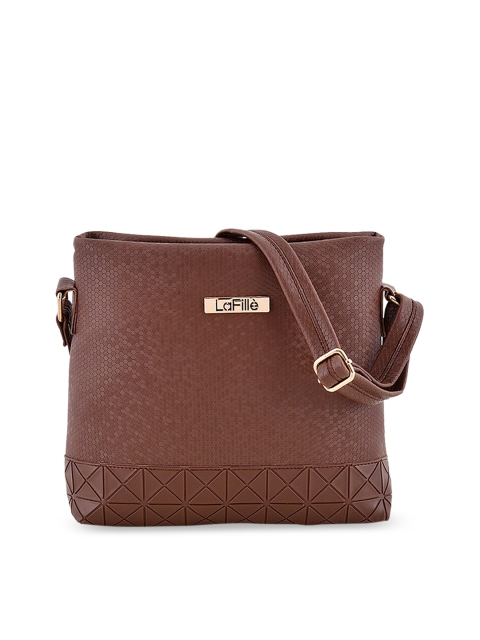 

LaFille Brown Textured PU Structured Sling Bag