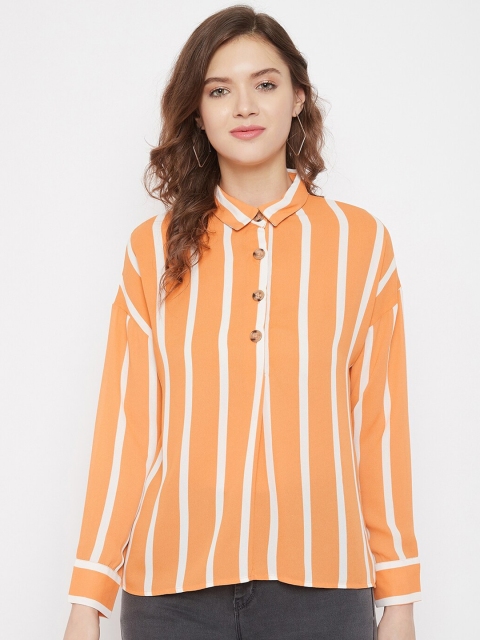 

Madame Mustard Yellow & White Striped Shirt Style Top