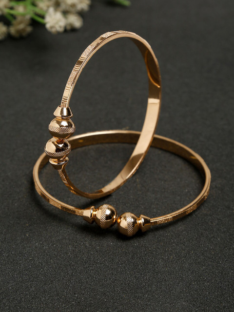 

NEUDIS Women Set of 2 Rose Gold Gold-Plated Bangle-Style Bracelet