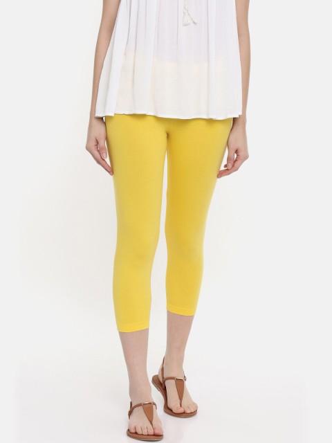 

Bitz Women Yellow Pure Organic Cotton Three-Fourth Legging