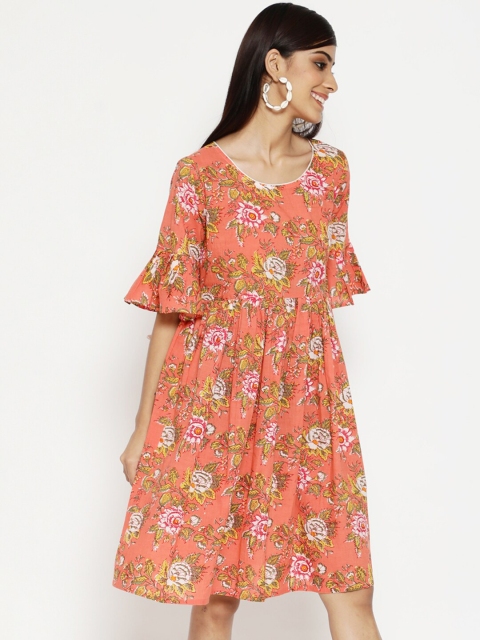 

Luni Peach-Coloured Floral Dress