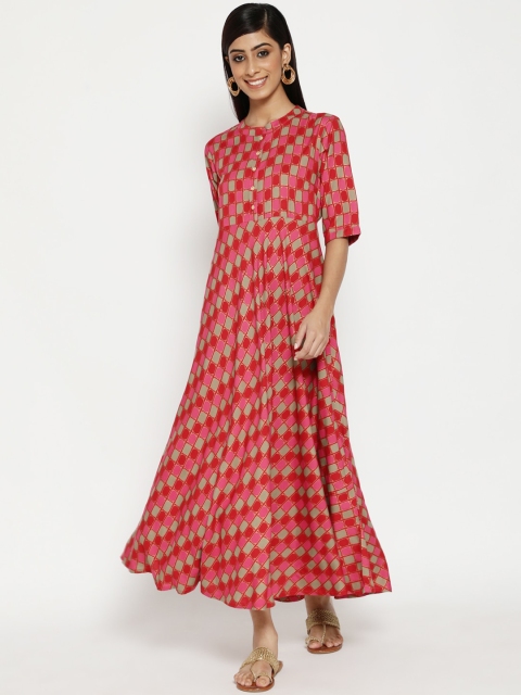 

Luni Red Geometric Printed Maxi Dress