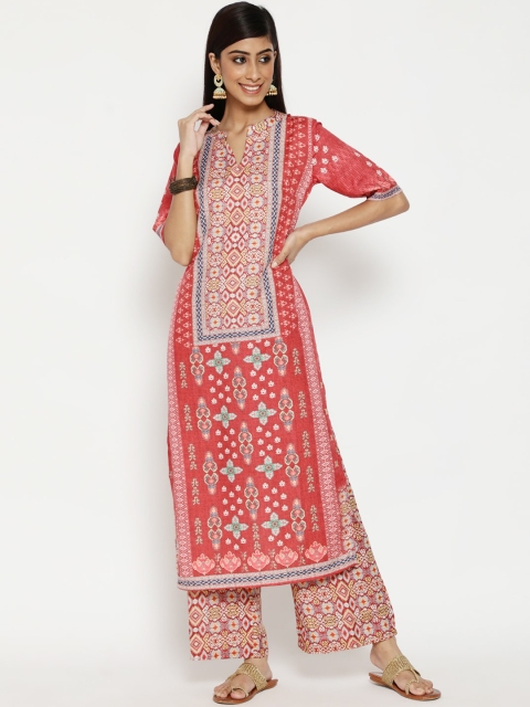 

Luni Women Red Ethnic Motifs Printed Straight Kurta