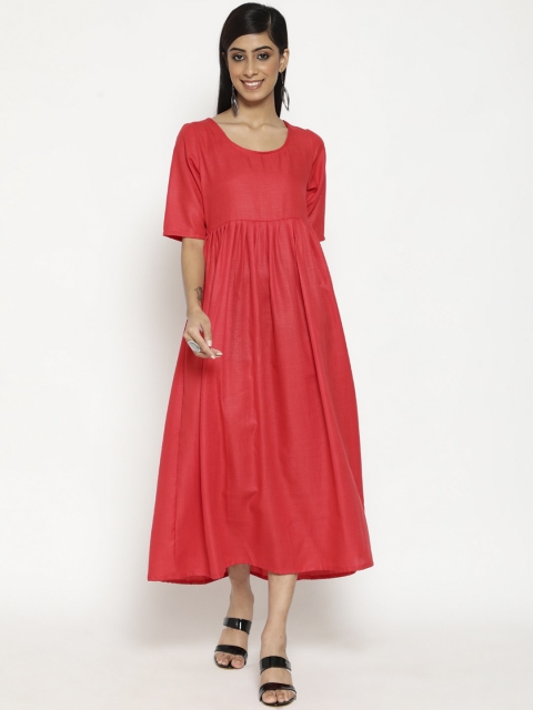 

Luni Women Red Solid Fit & Flare Dress